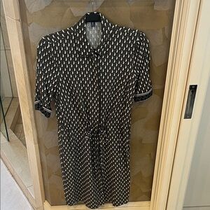 Savile Row Raccoon Printed Tie-Waist Shirt Dress